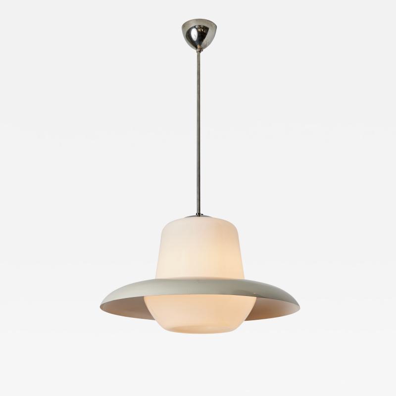 Lisa Johansson Pape Large 1950s Opaline Glass Metal Ceiling Lamp Attributed to Lisa Johansson Pape