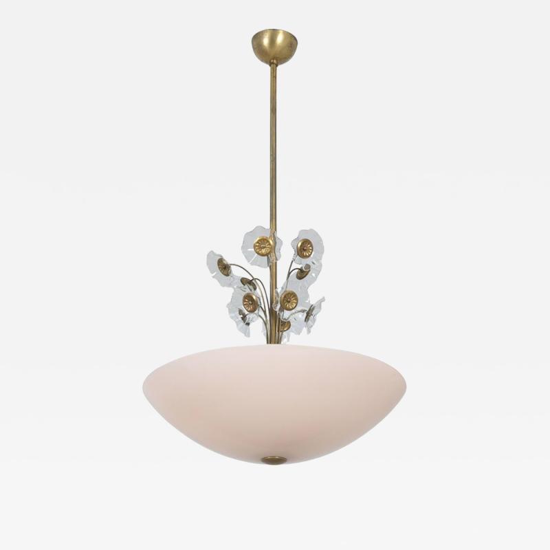 Lisa Johansson Pape Lisa Johansson Pap Flower Fountain Pendant in Brass Colored Glass Orno 1940s