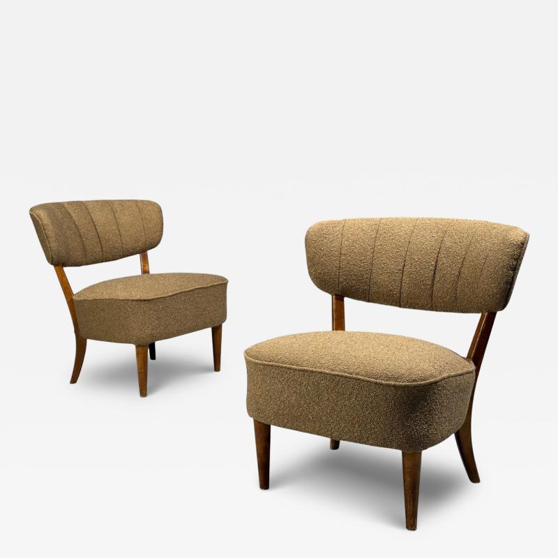 Lisa Johansson Pape Lisa Johansson Pape Lounge Chairs Brown Boucle Wood Finland 1940s