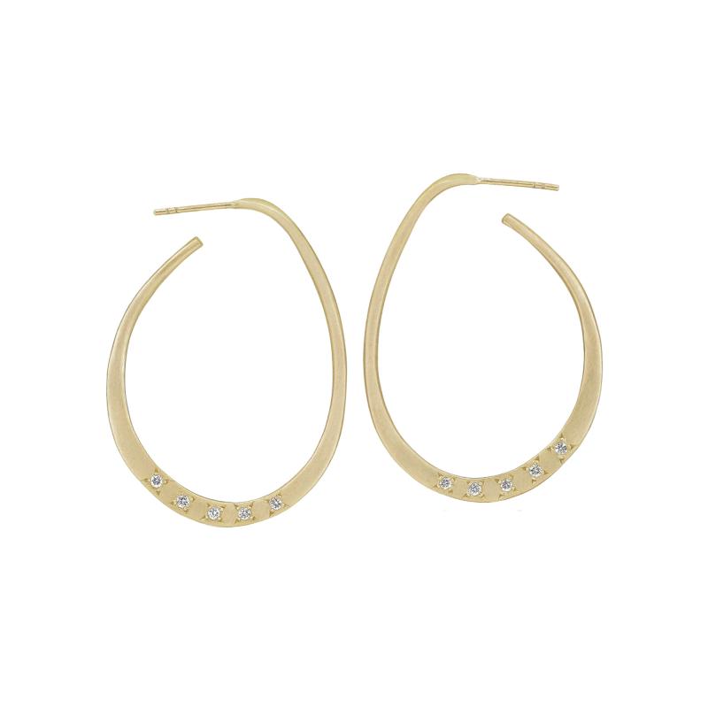 Lisa Ziff Lisa Ziff Tear Drop Diamond Uccello Gold Hoop Earrings