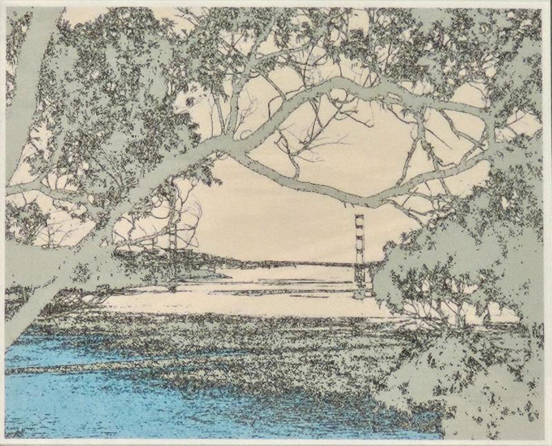 Lithograph of a Bridge U S A circa 1980