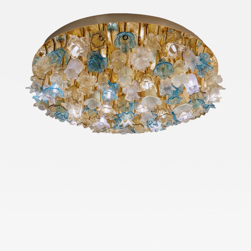 Lively Floreal Multicolor Murano Glass Gold Flushmount