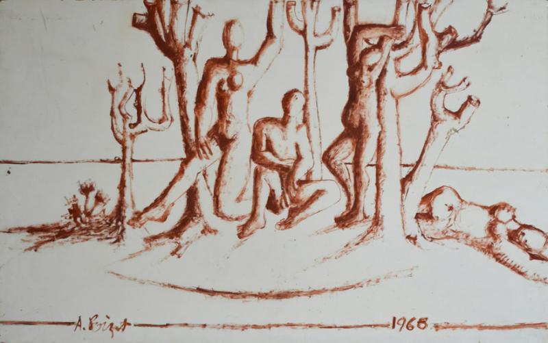 Lively landscapes with nude figures 1960s 