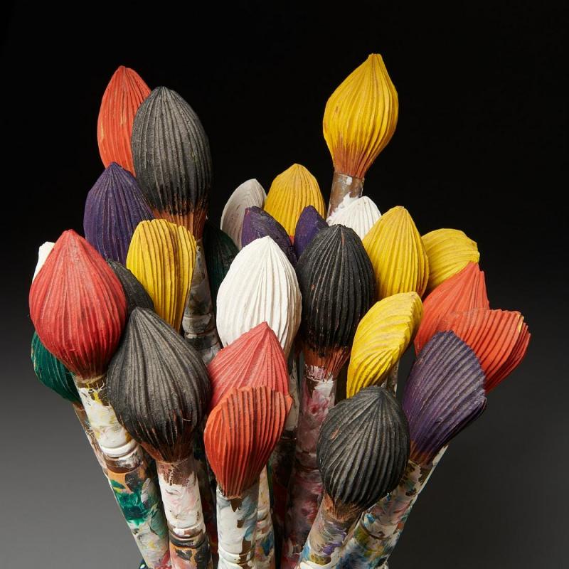 Livio De Marchi "Bouquet of Paintbrushes" Sculpture by Livio De Marchi