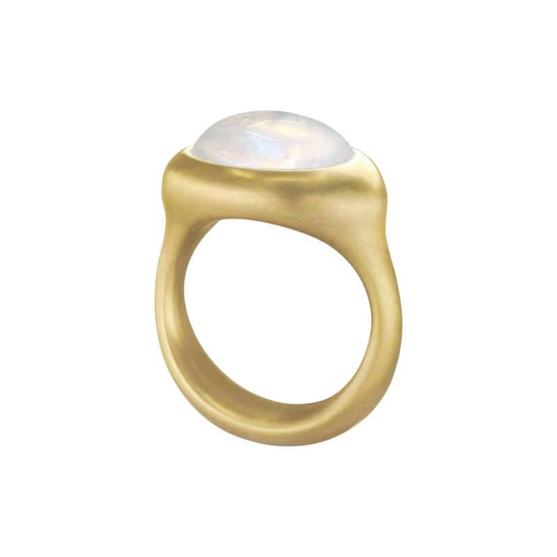 Lola Brooks Flashy Rainbow Moonstone 22k Yellow Gold Important Cast Ring Lola Brooks 2023