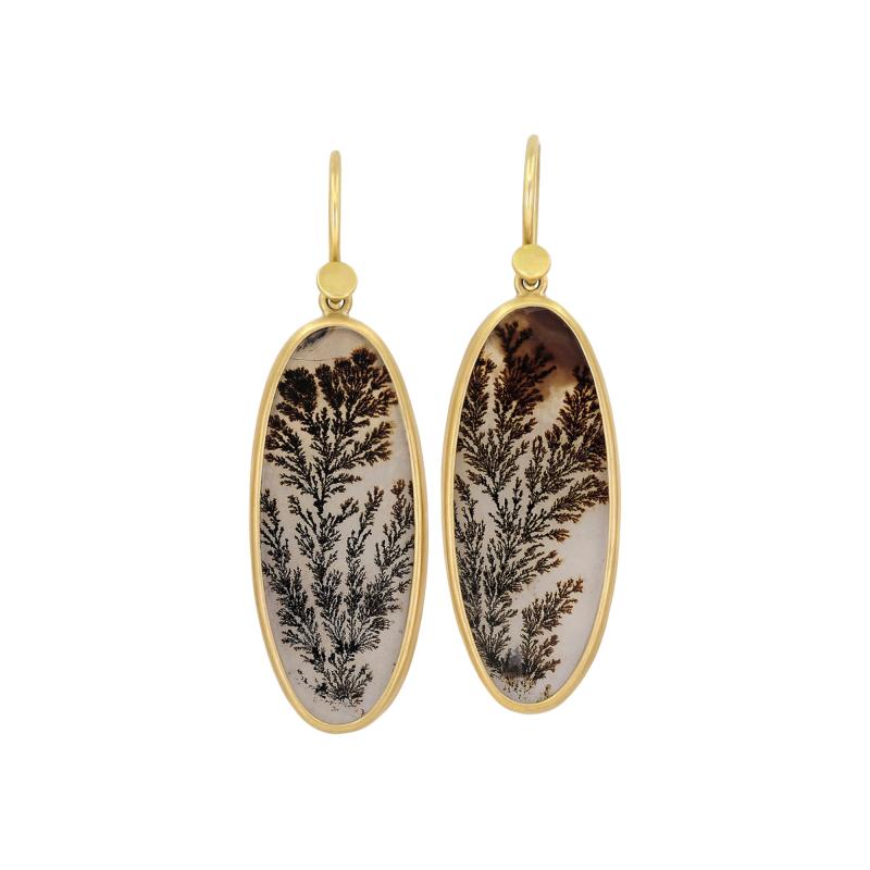 Lola Brooks Lola Brooks Elongated Dendritic Agate Oval Drop Earrings