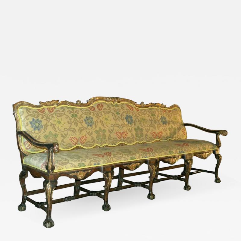 Long 18th Century Carved and Parcel Gilt Spanish Portuguese Settee