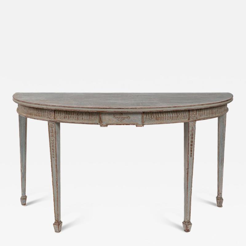 Long 19th Century Neoclassical Baltic Painted Demilune Console