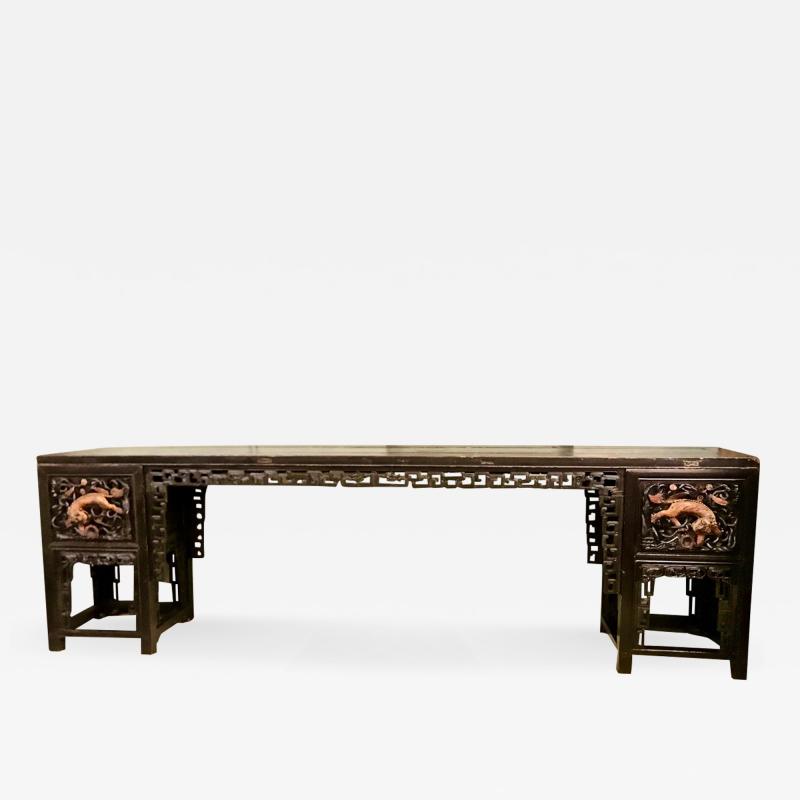 Long Carved Chinese Altar Table c 1850