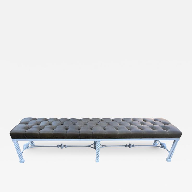 Long Modern Tufted Leather Bench