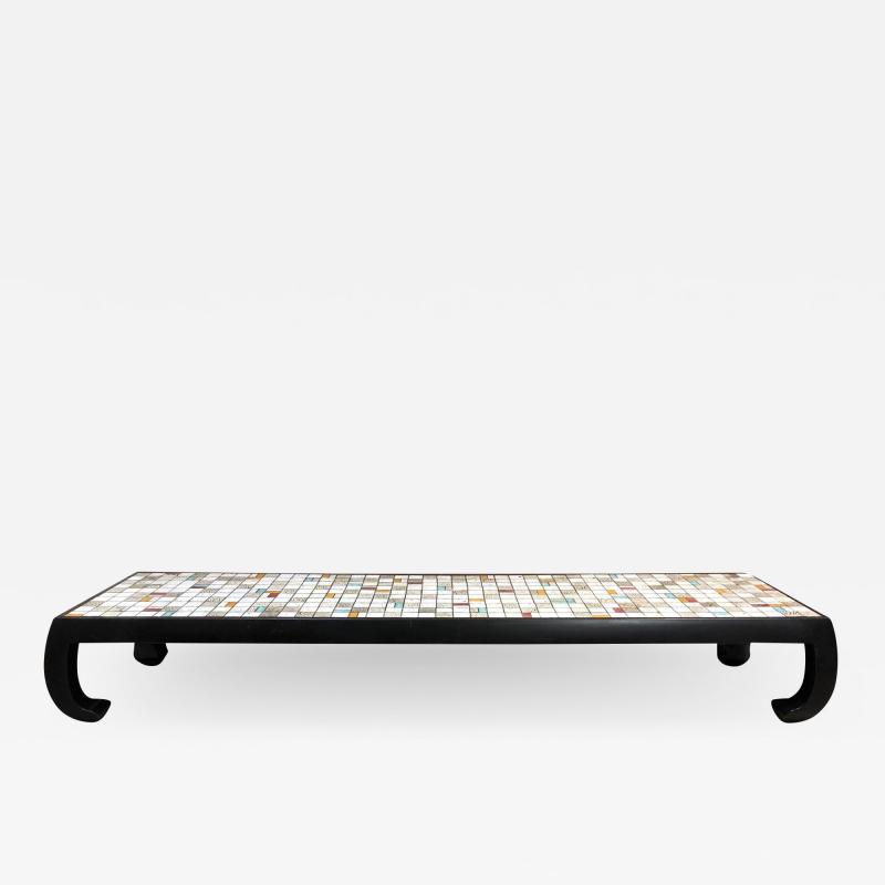 Long Tile Top Asian Style Coffee Table