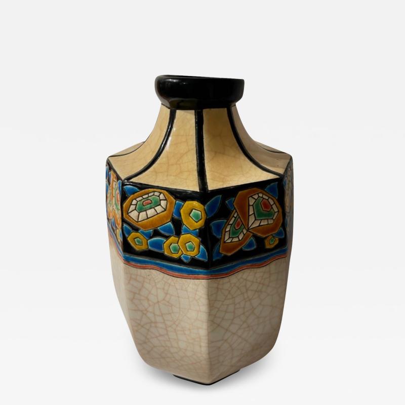 Longwy Longwy Art Deco French Cloisonn Ceramic Vase