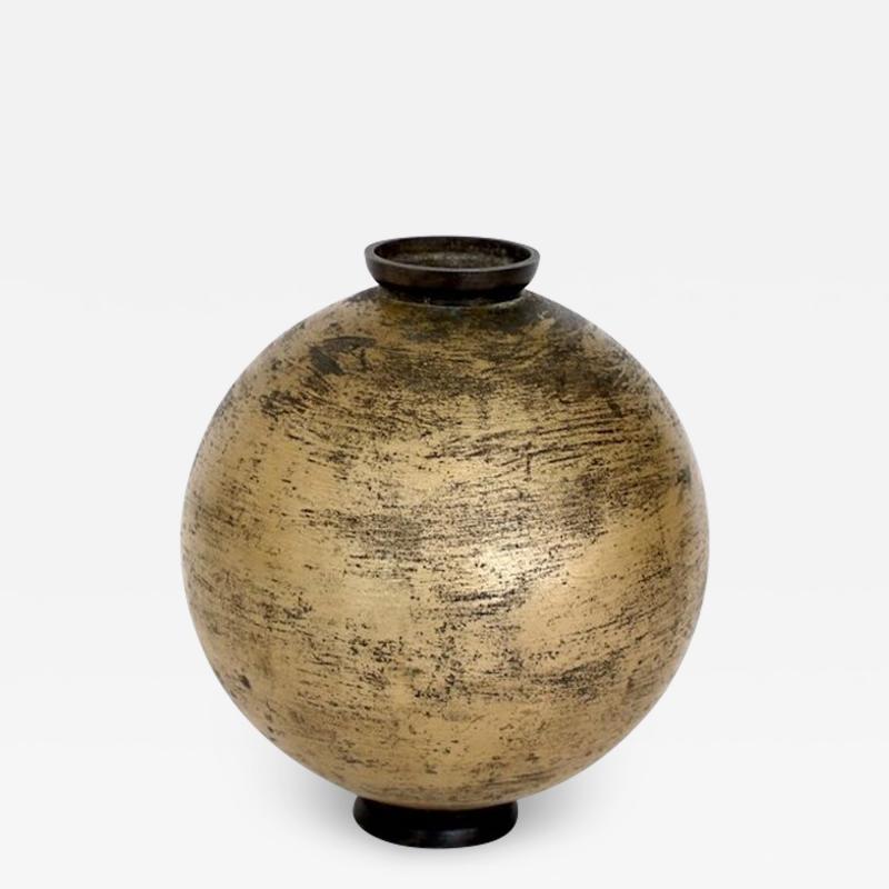 Lorenzo Burchiellaro LORENZO BURCHIELLARO EMBOSSED INCISED CAST AND GOLD PATINATED VASE