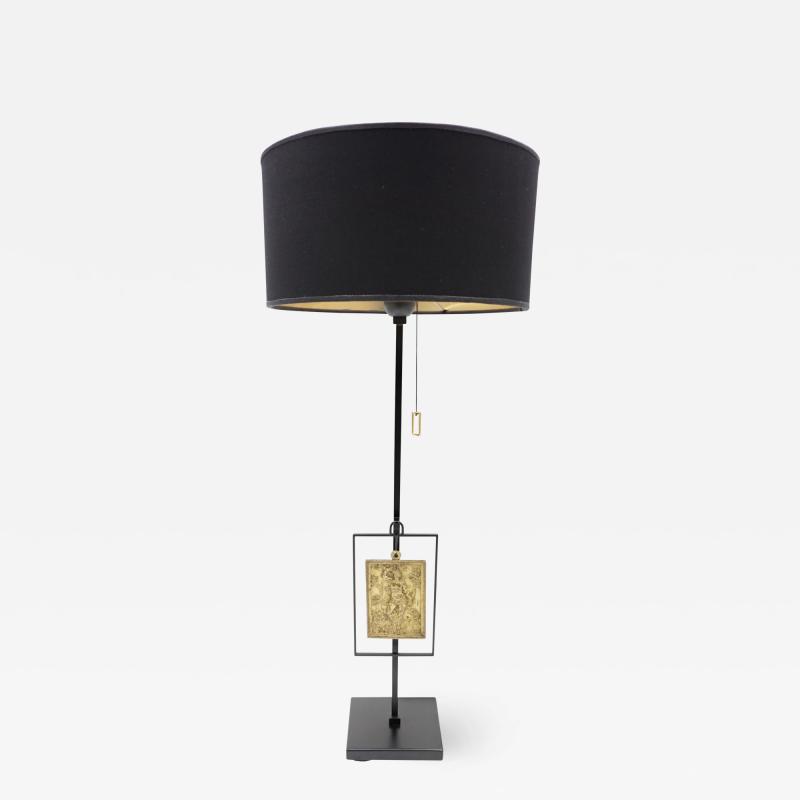 Lorenzo Ciompi Masterpieces of Light Brass Table Lamp with S Sebastiano Bronze Plaque XVII 