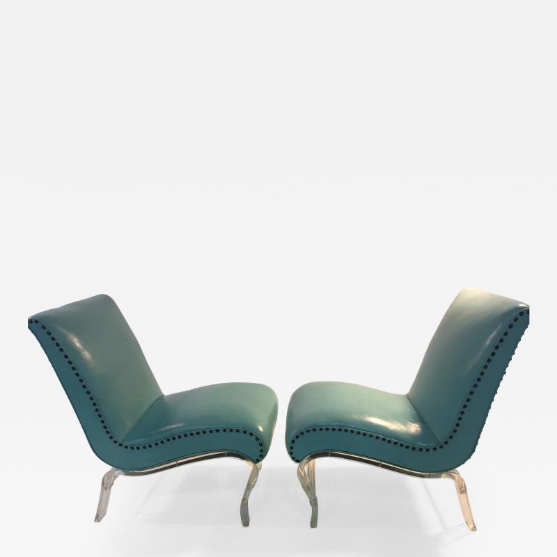 Lorin Jackson Pair of Grosfeld House Graceful Lucite Lounge Chairs designed by Lorin Jackson