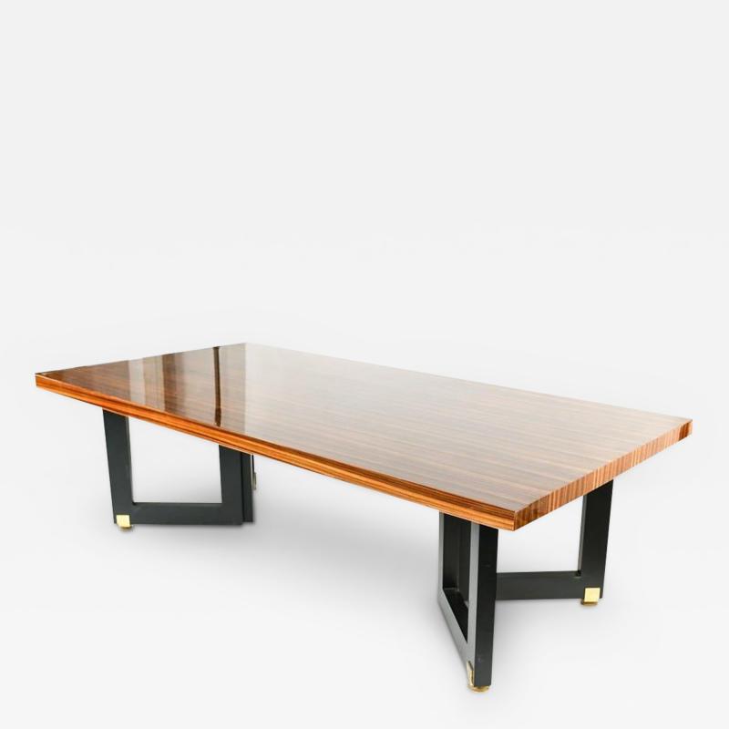 Lorin Marsh Dining Conference Table Smorgasbord Lacquered Zebra Wood and Brass