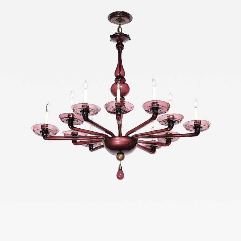 Lorin Marsh Modernist Hand Blown Classical Amethyst Murano Glass Chandelier by Lorin Marsh