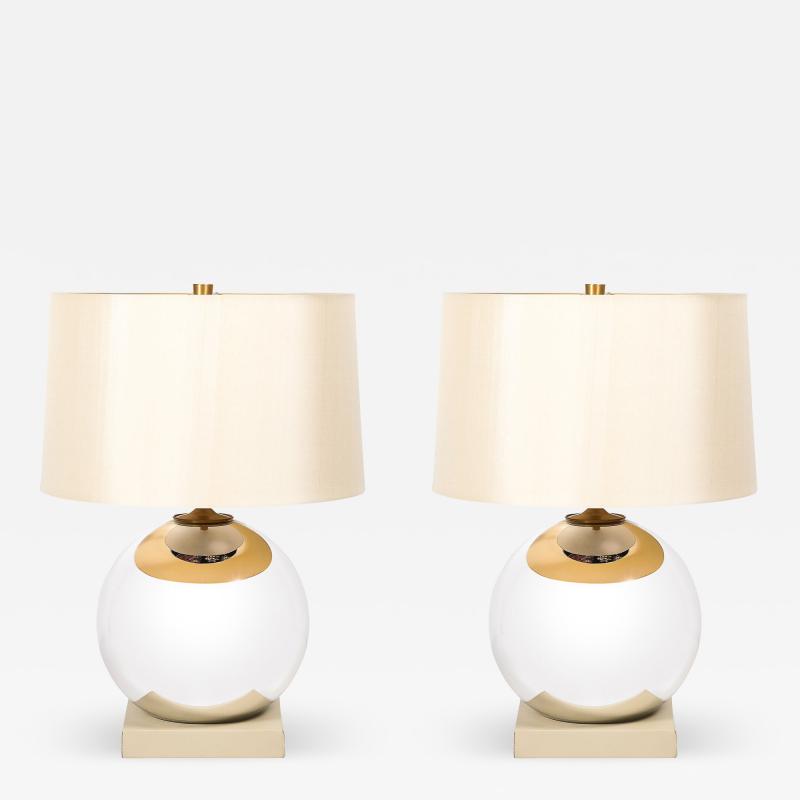 Lorin Marsh Modernist Mercury Glass Table Lamps with Leather Wrapped Bases by Lorin Marsh