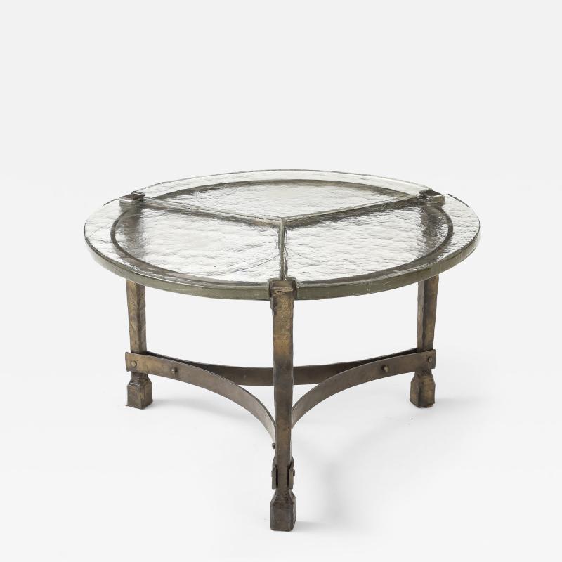 Lothar Klute Iron Forged Coffee Table with Cast Glass Top in Three Pieces Germany 1980 s