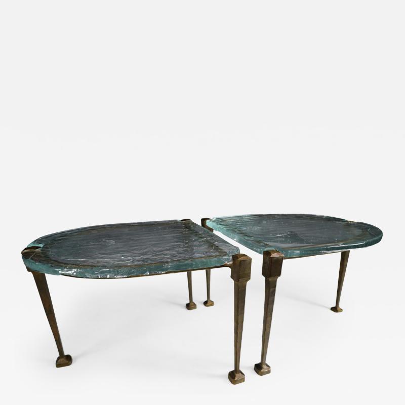 Lothar Klute Pair Exceptional 1980s Lothar Klute Bronze And Glass Side Tables Germany