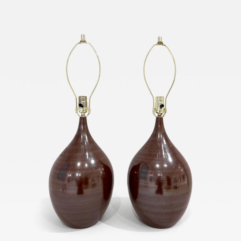 Lotte Gunnar Bostlund PAIR OF MID CENTURY GLAZED TABLE LAMPS