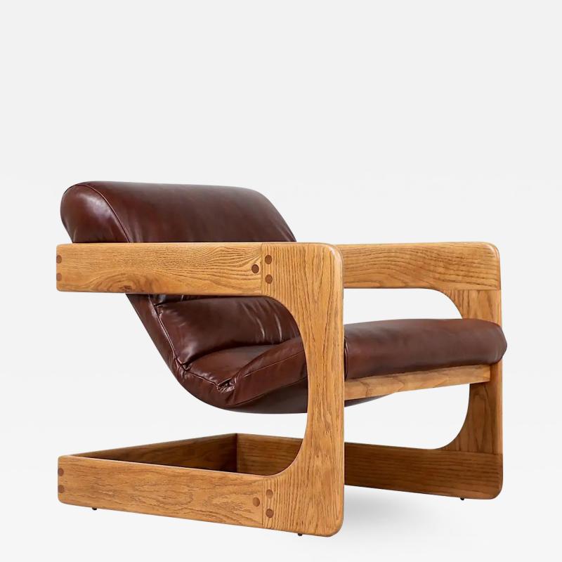 Lou Hodges Lou Hodges Floating Seat Leather Lounge Chair for California Design Group