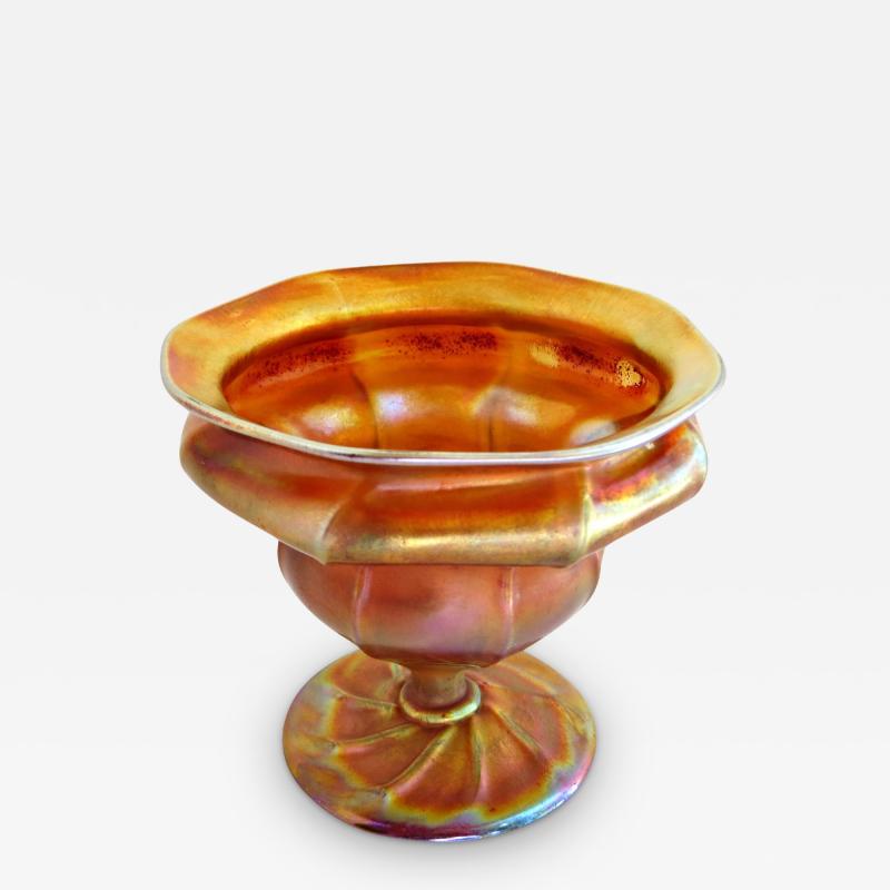 Louis Comfort Tiffany Amber Sherbet Favrile Glass Compote by Tiffany Signed LCT New York Circa 1905