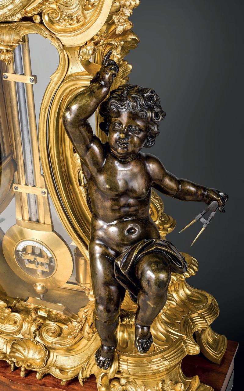 Horloge De Bureau Globe Avec Putto Doré - Constantin Louis Detouche - XIXe Siècle