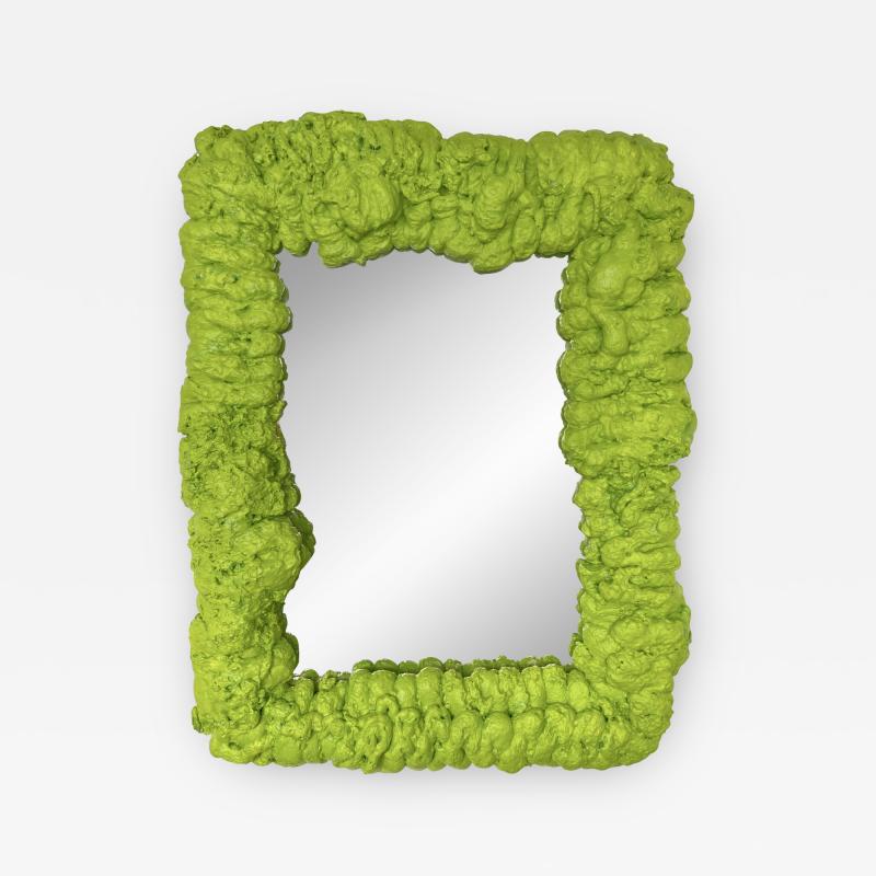 Louis Durot Mirror Green Expensive Foam Italy 1990s