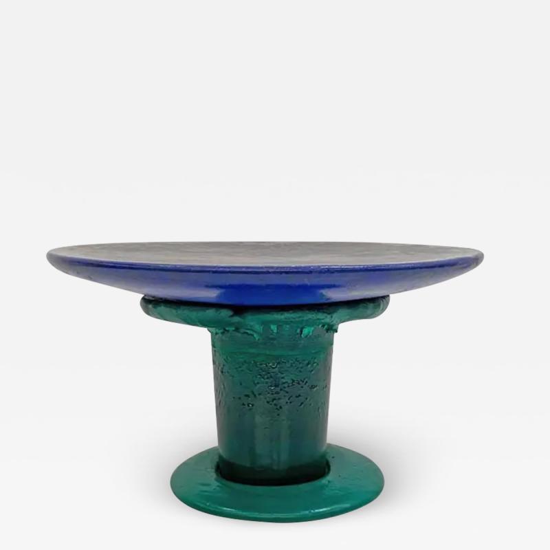 Louis Durot Sunburst Mushroom Table in Green and Blue Louis Durot 1990s