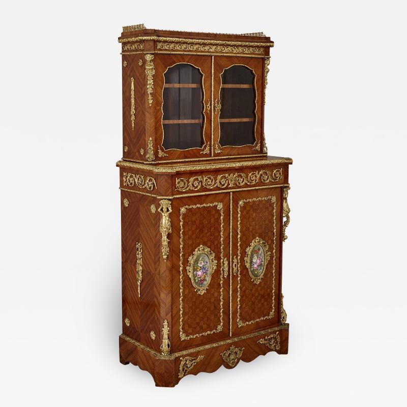 Louis Grade Napoleon III period gilt bronze and porcelain mounted cabinet by Louis Grade