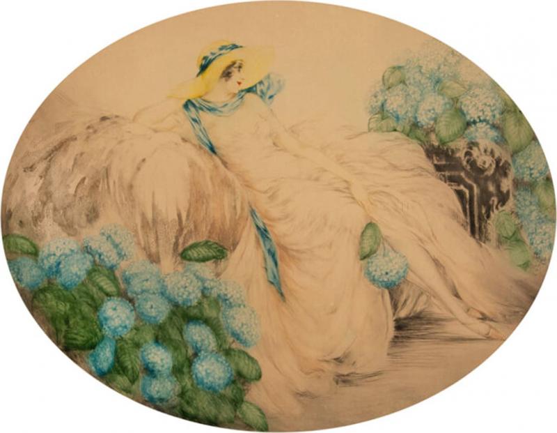 Louis Icart 1929 Louis Icart Etching Les Hortensias