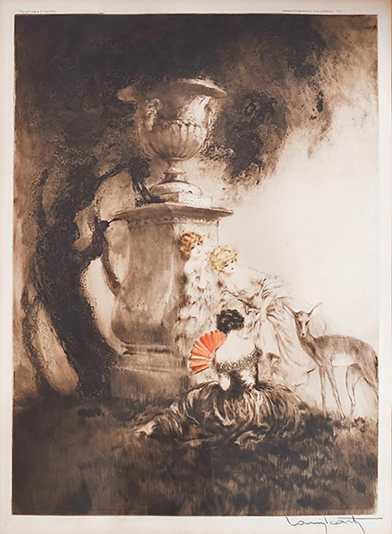 Louis Icart Four Dears by Louis Icart Signed