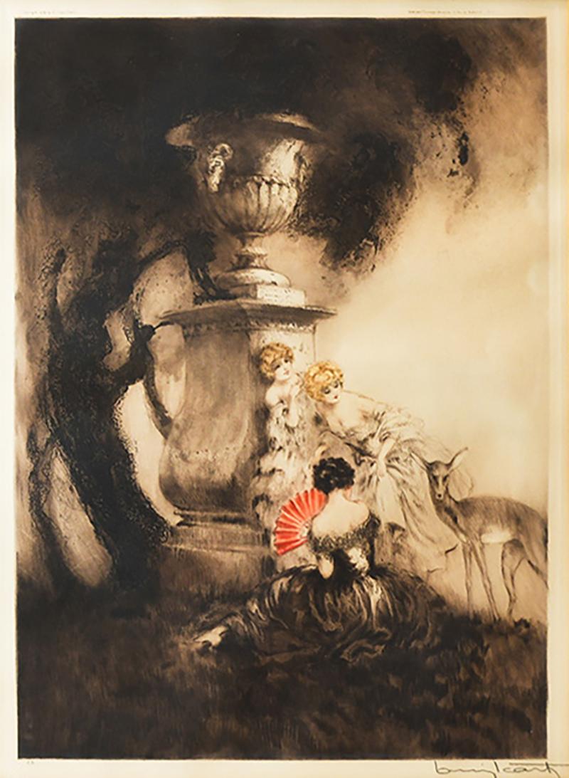 Louis Icart Four Dears by Louis Icart Signed 