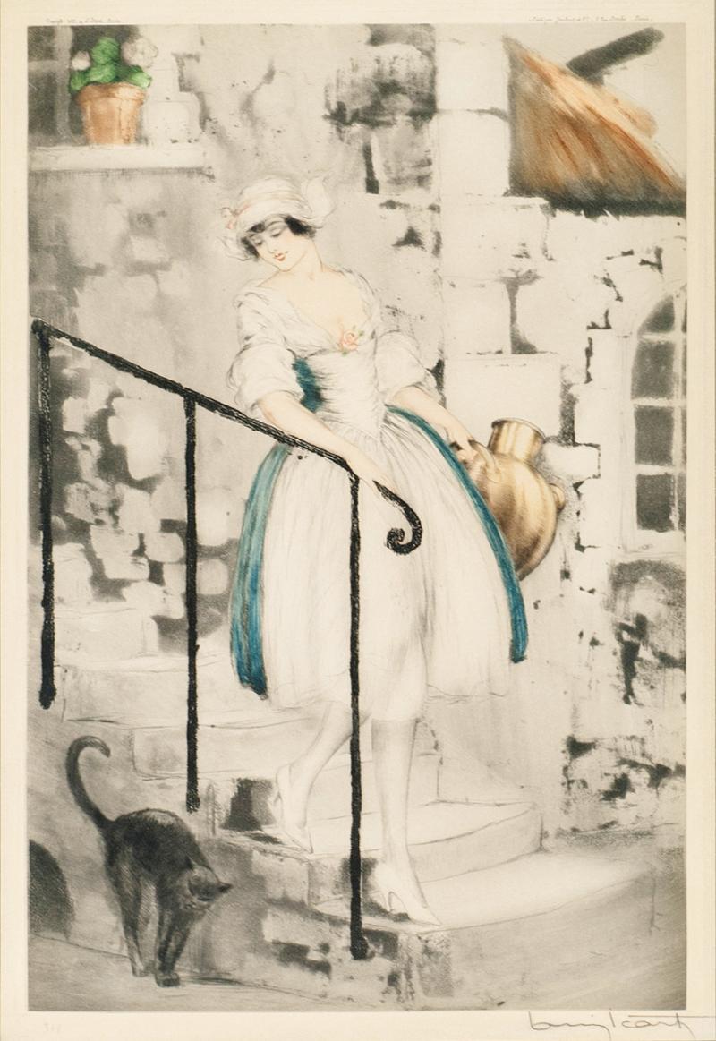 Louis Icart Milkmaid by Louis Icart Circa 1928 Signed