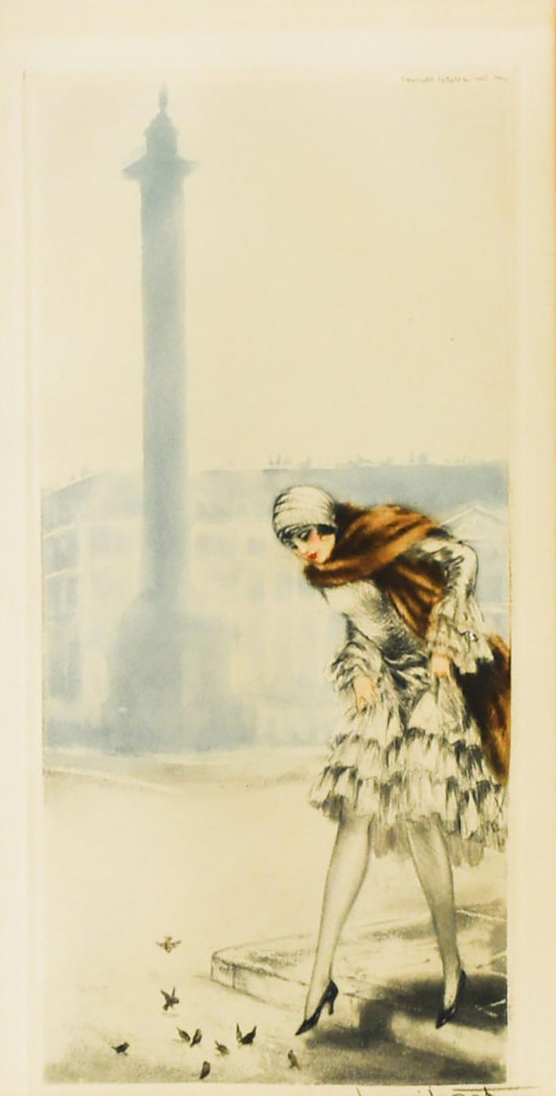 Louis Icart Place Vendome Etching with Aquatint by Louis Icart
