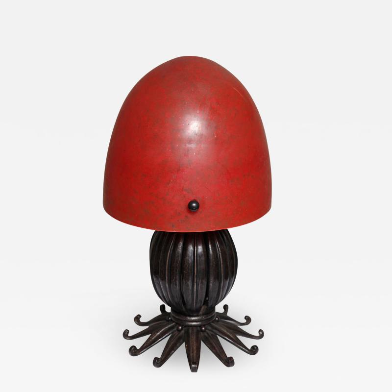 Louis Katona Louis Katona French Wrought Iron and Glass Table Lamp