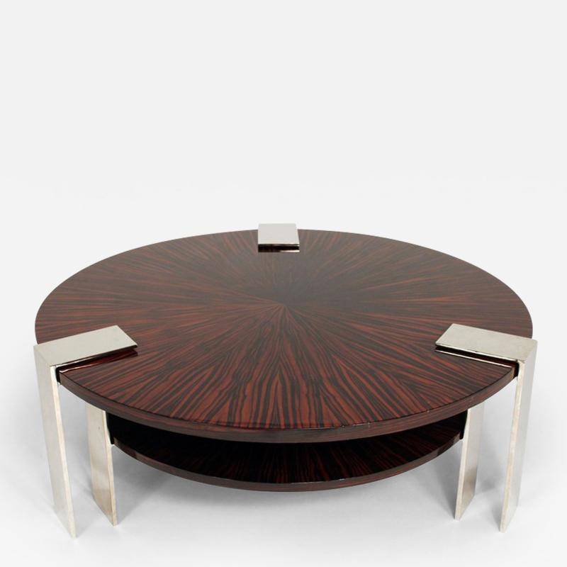 Louis Sognot Art Deco Macassar Round Coffee Table by Louis Sognot