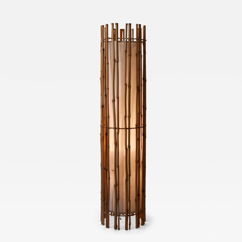 Louis Sognot Elegant Mid Century Modern Bamboo Floor Lamp by Louis Sognot France 1960s