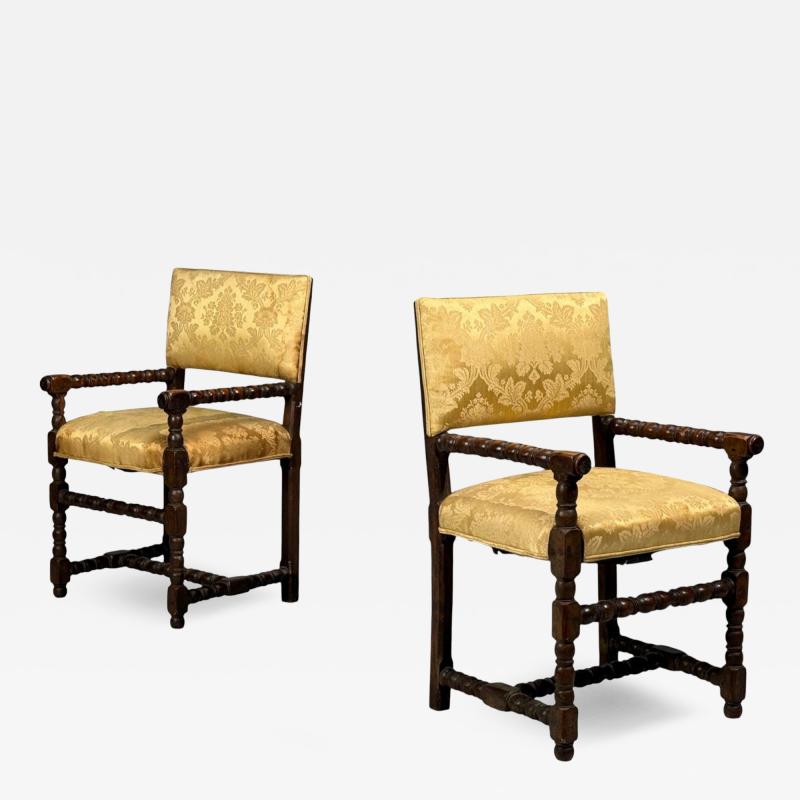 Louis XIII Barley Twist Occasional Chairs Fabric Cherry France 17th c 