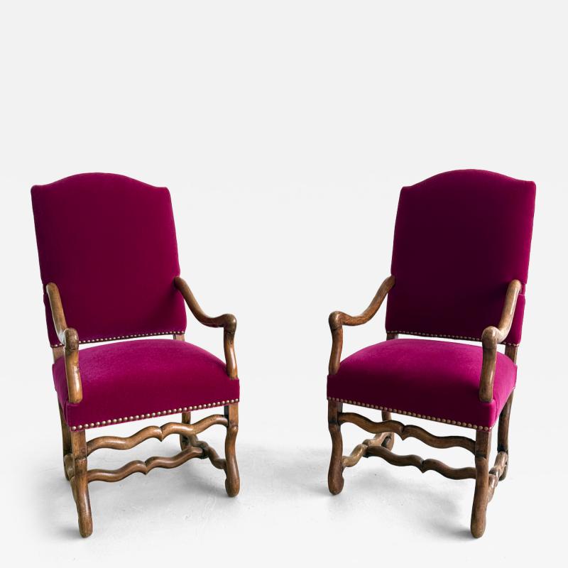 Louis XIII Style Pair of Os de Mouton Arm Chairs 1890s 