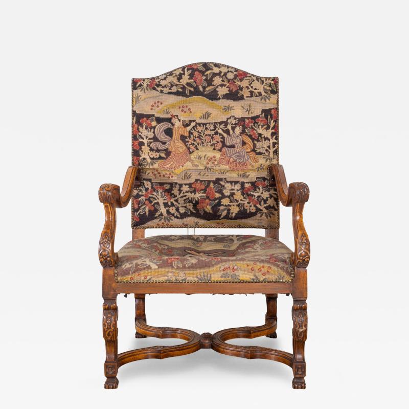 Louis XV Carved Walnut Armchair from Tuscany 18th Century