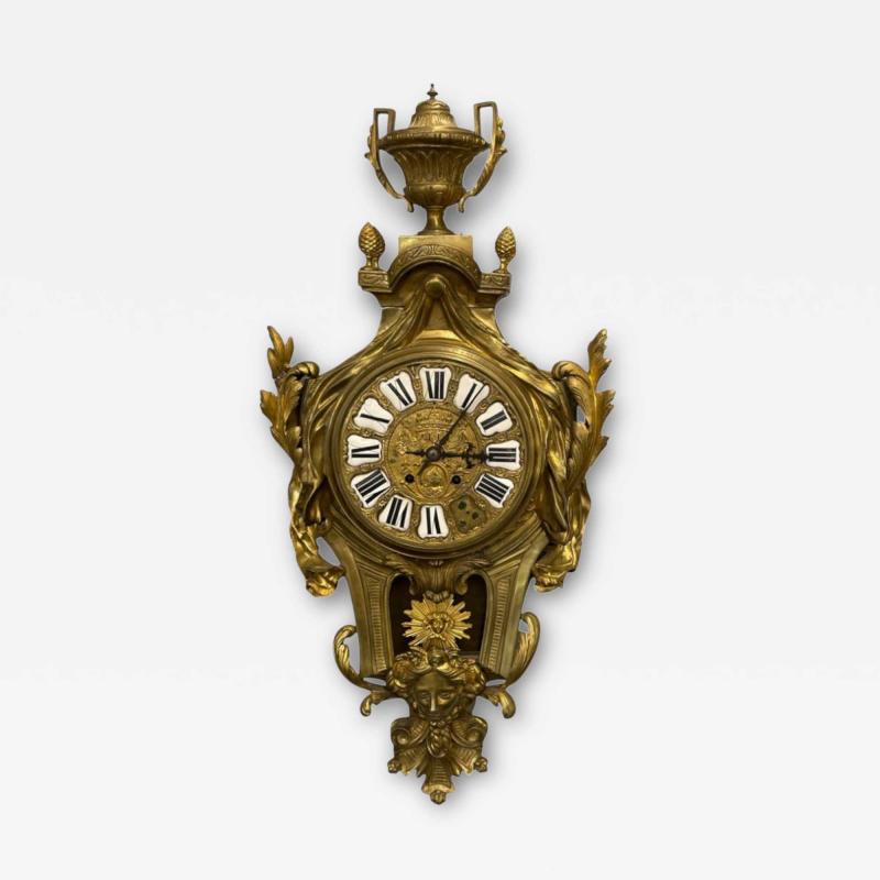 Louis XV Figural Cartel Clock Dore Bronze France 19th 20th c 