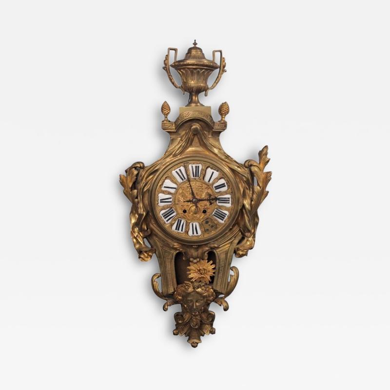 Louis XV Figural Cartel Clock Dore Bronze France 19th Century