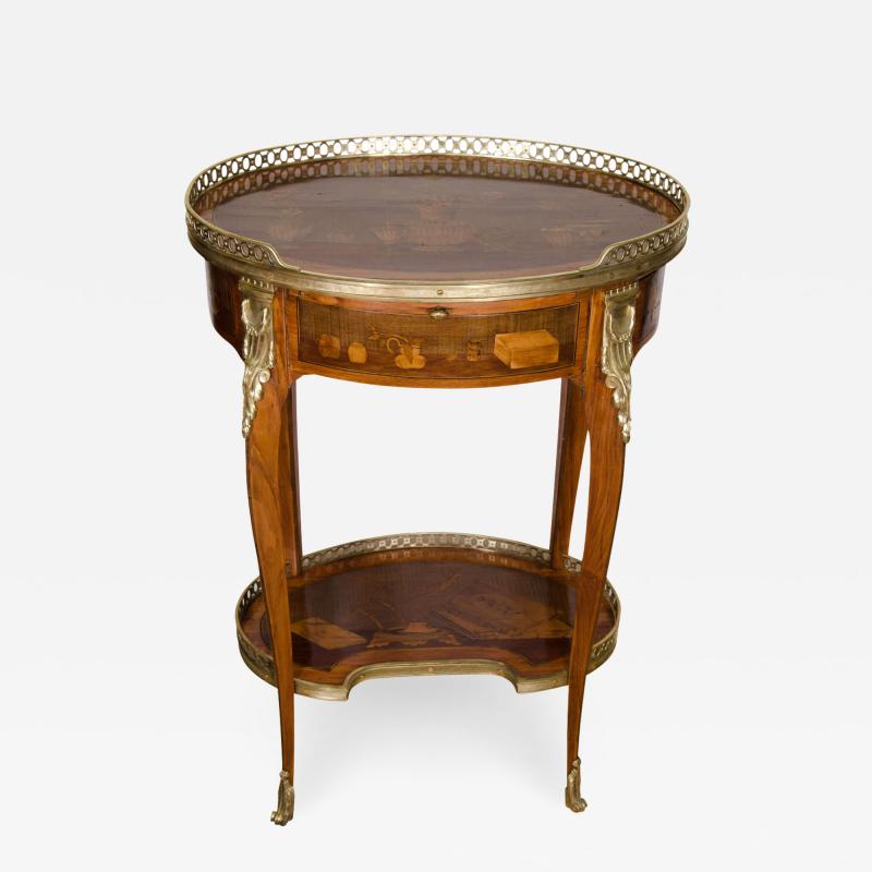 Louis XV Oval Marquetry Side Table