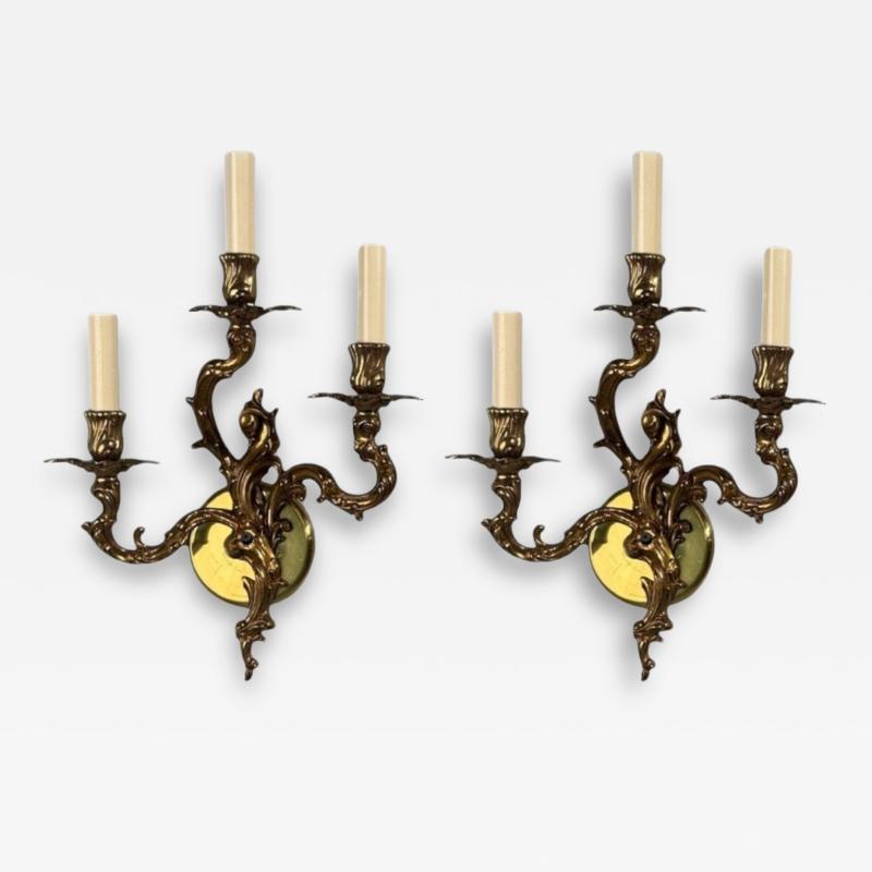 Louis XV Rococo Candle Holder Sconces Bronze Plastic France 20th c 