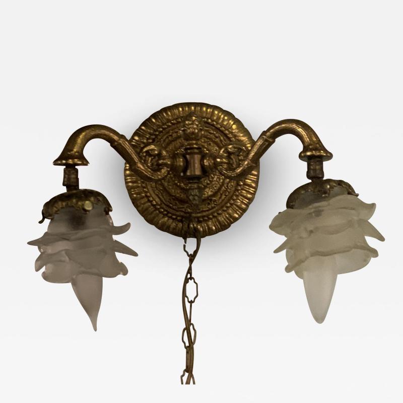 Louis XV Style Brass Double Globe Wall Sconce