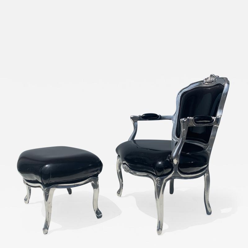 Louis XV Style Fauteuil and Foodrest in Solid Aluminum