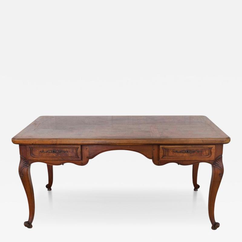 Louis XV Style Flat Center Desk in Walnut and Elm
