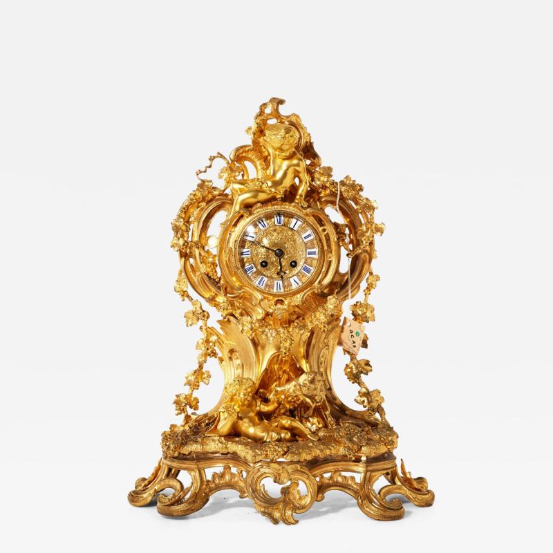 Louis XV Style Gilt Bronze Mantel Clock France Late 19th Century